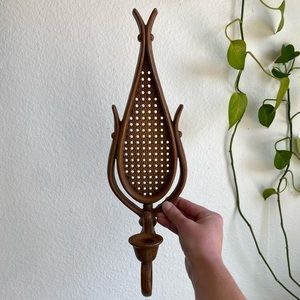 1981 Homco Faux Rattan Candle Wall Sconce